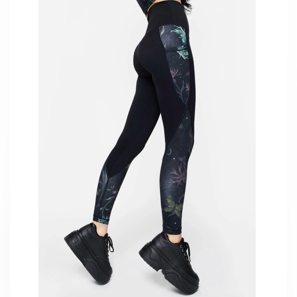 NWT Disturbia Rosanella Floral Fairy Print Athleisure Sports Leggings size 10
